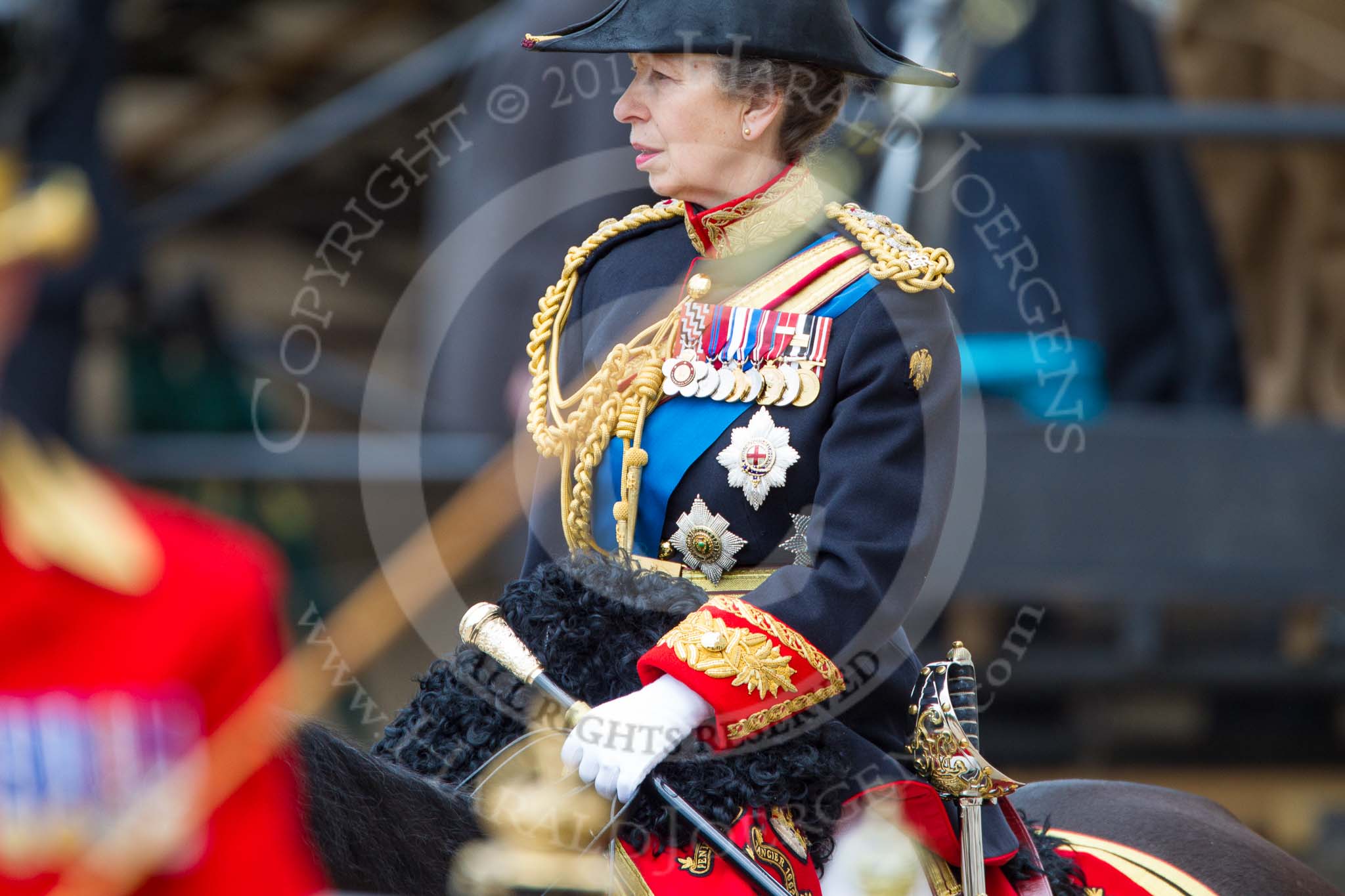 Trooping the Colour 2012: Her Royal Highness The Princess Royal, Gold Stick in Waiting and Colonel The Blues and Royals (Royal Horse Guards and 1st Dragoons)..
Horse Guards Parade, Westminster,
London SW1,

United Kingdom,
on 16 June 2012 at 11:01, image #185