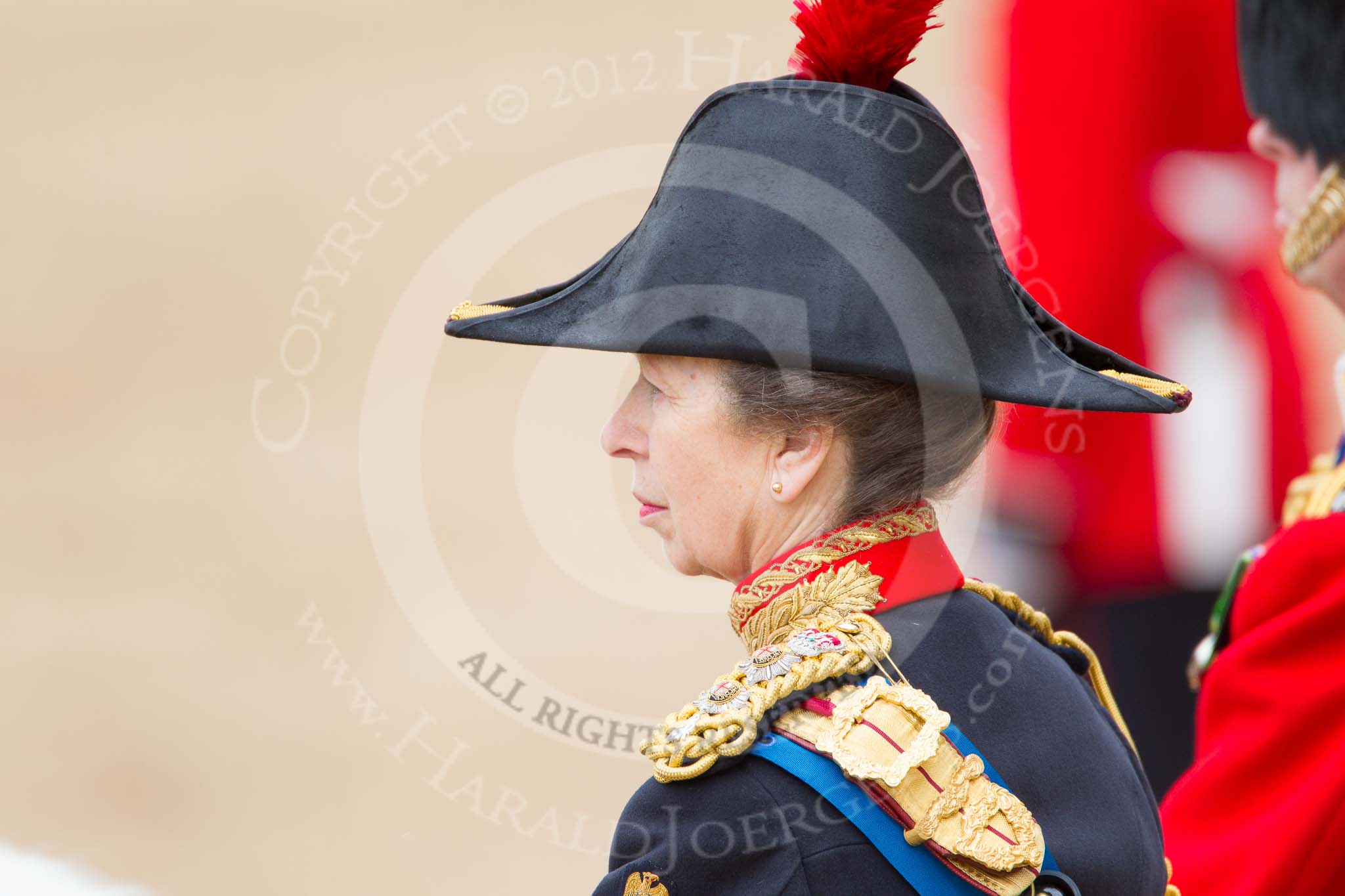 Trooping the Colour 2012: A close-up view of HRH The Princess Royal..
Horse Guards Parade, Westminster,
London SW1,

United Kingdom,
on 16 June 2012 at 11:10, image #261