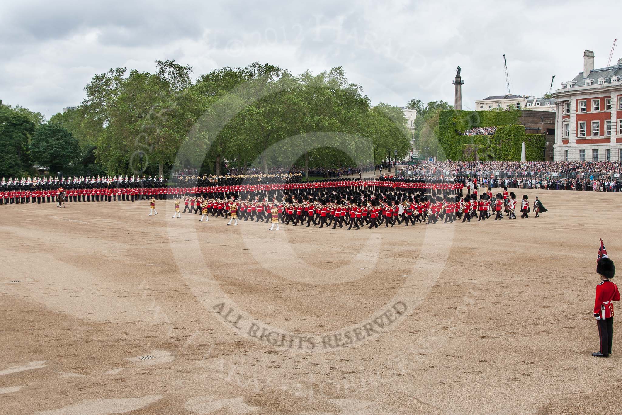 Trooping the Colour 2012: An overview of Horse Guards Parade during the Massed Bands Troop..
Horse Guards Parade, Westminster,
London SW1,

United Kingdom,
on 16 June 2012 at 11:12, image #269