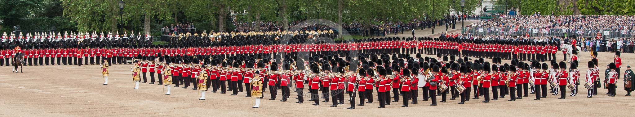 Trooping the Colour 2012: The Massed Bands playing during the Massed Bands Troop..
Horse Guards Parade, Westminster,
London SW1,

United Kingdom,
on 16 June 2012 at 11:12, image #272