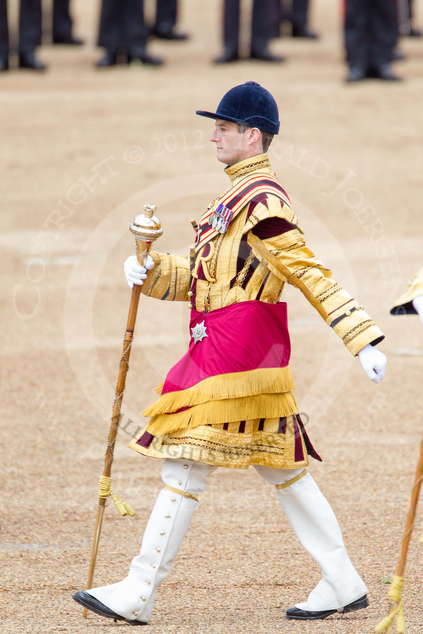 Trooping the Colour 2012: Drum Major D McKenzie, Irish Guards, during the Massed Bands Troop..
Horse Guards Parade, Westminster,
London SW1,

United Kingdom,
on 16 June 2012 at 11:13, image #276