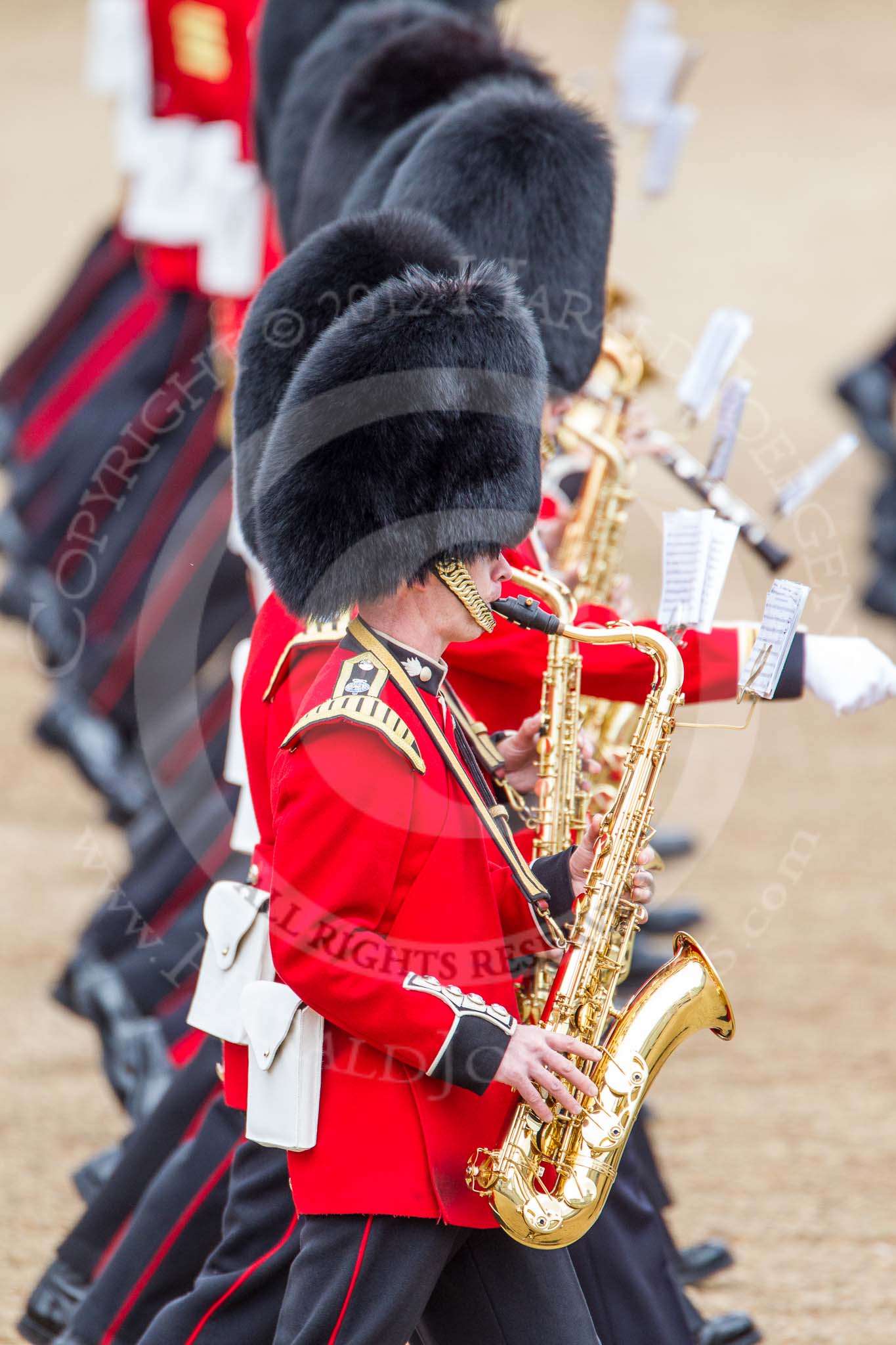 Trooping the Colour 2012: Rousing music and marching bands - the Massed Bands Troop..
Horse Guards Parade, Westminster,
London SW1,

United Kingdom,
on 16 June 2012 at 11:14, image #281