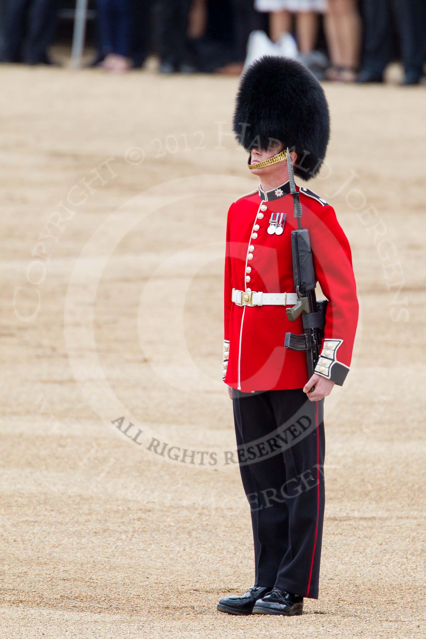 Trooping the Colour 2012: The Sentry on the Southern side of the Colour Sergeant Paul Baines, Guardsman Etherington..
Horse Guards Parade, Westminster,
London SW1,

United Kingdom,
on 16 June 2012 at 11:19, image #300