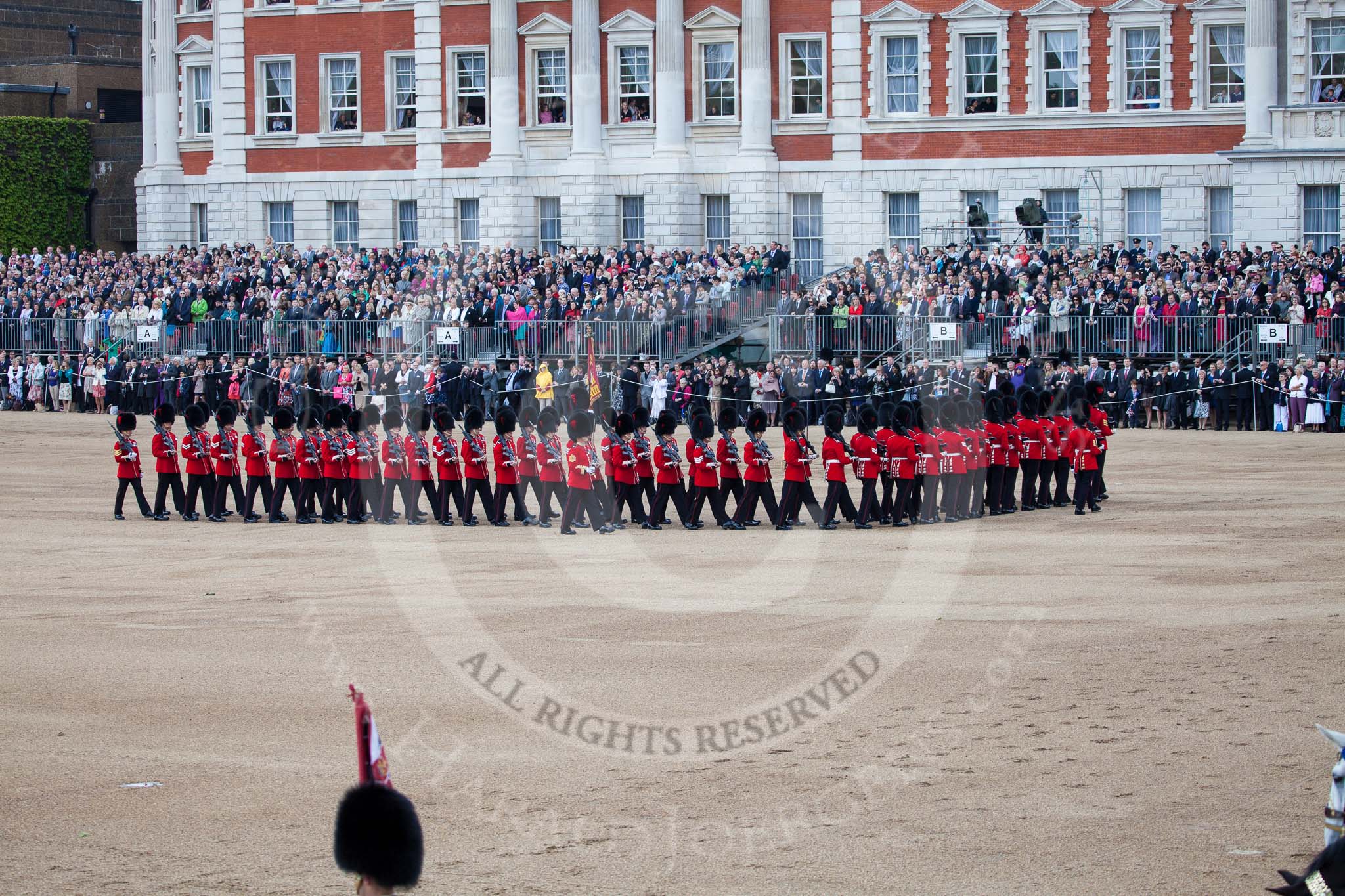 Trooping the Colour 2012: The Escort to the Colour is making the first of two 90-degree-turn to the left..
Horse Guards Parade, Westminster,
London SW1,

United Kingdom,
on 16 June 2012 at 11:24, image #329