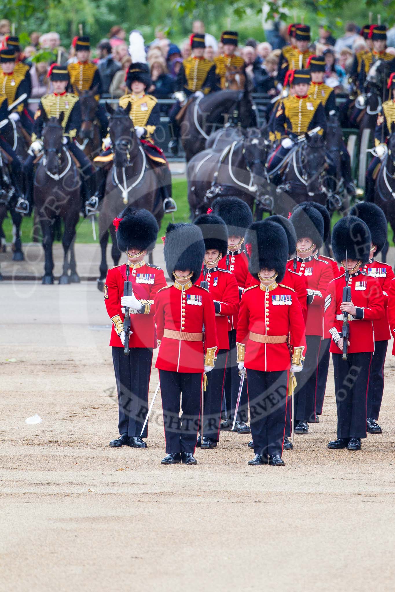 Trooping the Colour 2012: "Present Arms" - No. 2 Guard, 1st Battalion Coldstream Guards..
Horse Guards Parade, Westminster,
London SW1,

United Kingdom,
on 16 June 2012 at 11:25, image #338