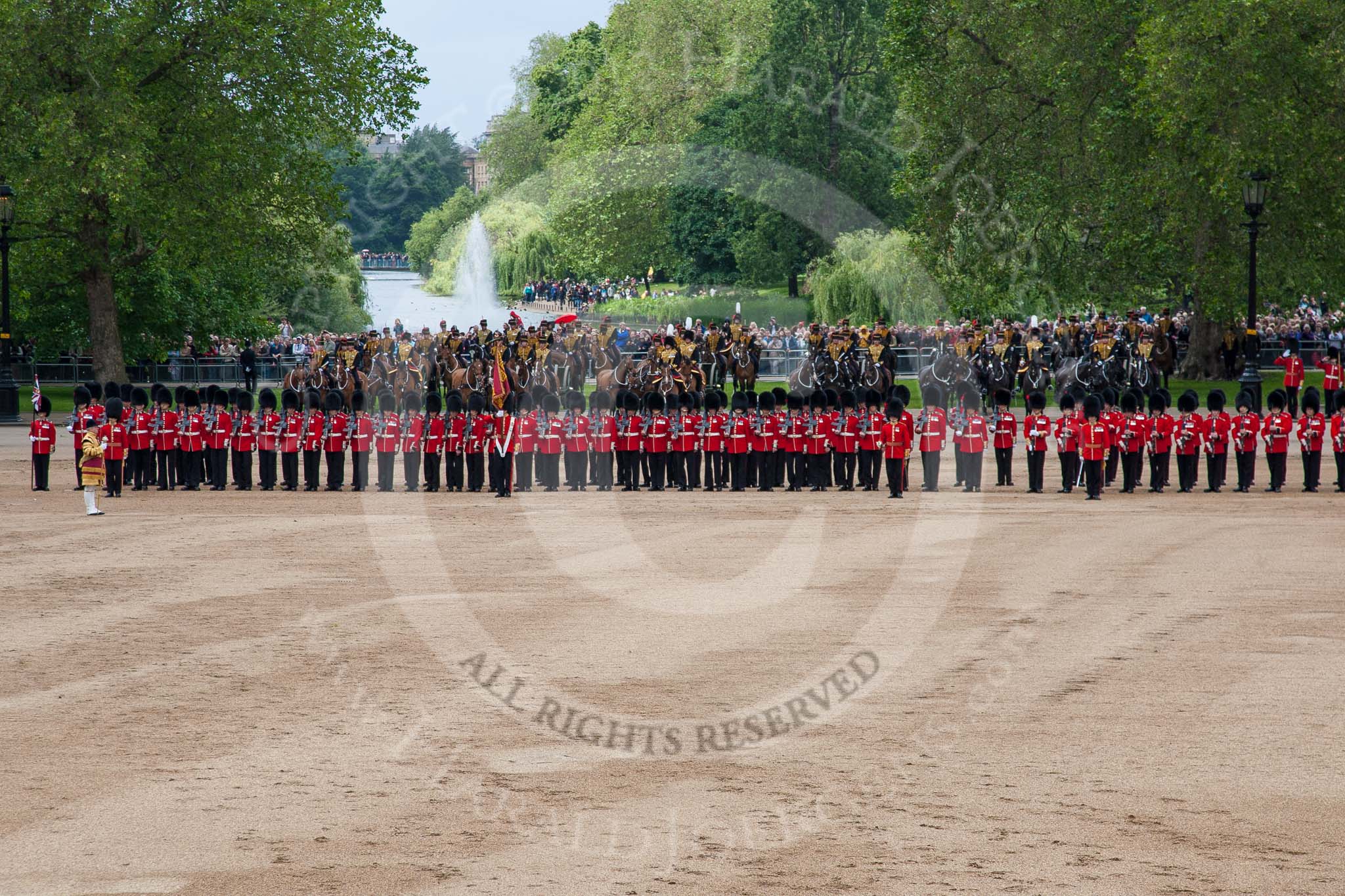 Trooping the Colour 2012: The Colour has been trooped through the ranks, and No. 1 Guard, the Escort to the Colour, has returned to the original position on Horse Guards Parade..
Horse Guards Parade, Westminster,
London SW1,

United Kingdom,
on 16 June 2012 at 11:28, image #359