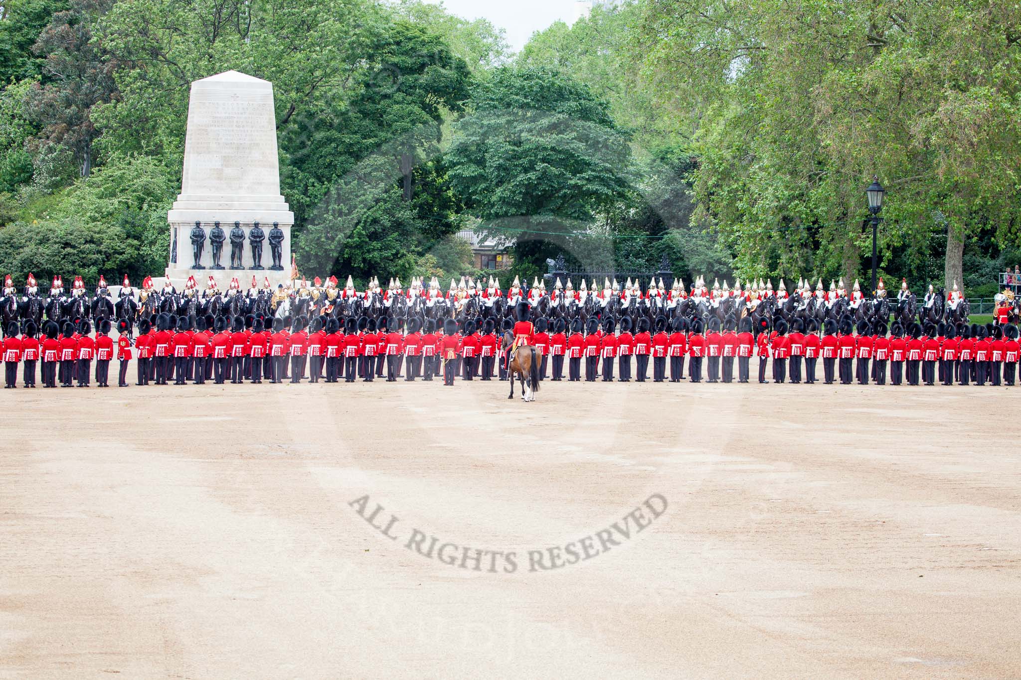 Trooping the Colour 2012: All the guardsmen are now facing the Northern,, St. James's Park side of Horse Guards Parade, in the process of forming divisions..
Horse Guards Parade, Westminster,
London SW1,

United Kingdom,
on 16 June 2012 at 11:30, image #366