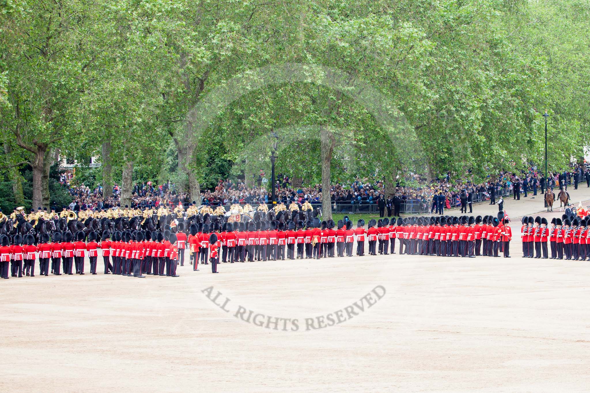 Trooping the Colour 2012: Divisions are now becoming visible at No. 4 and No. 5 Guard on the left..
Horse Guards Parade, Westminster,
London SW1,

United Kingdom,
on 16 June 2012 at 11:30, image #368