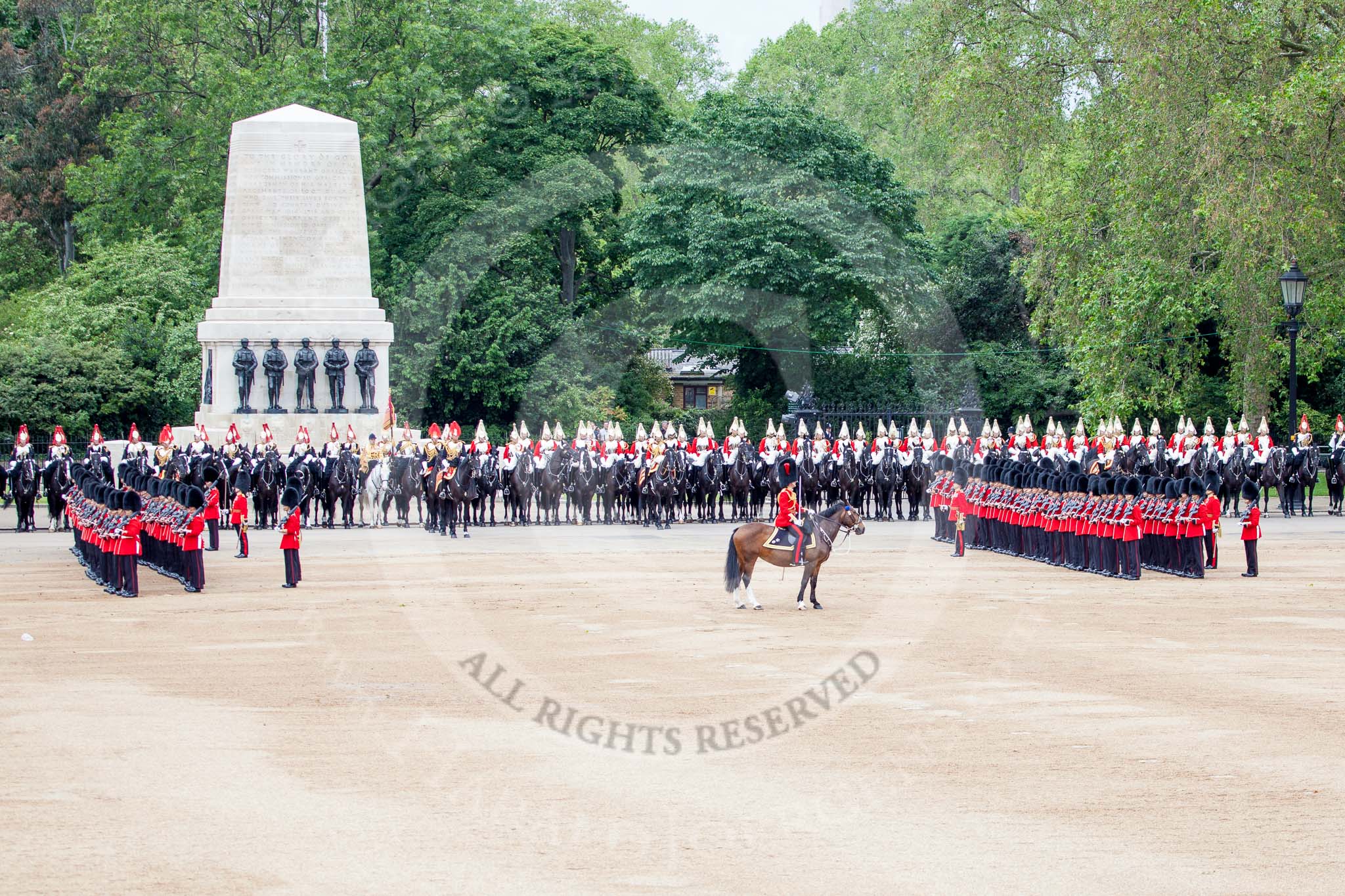 Trooping the Colour 2012: The divisons are now ready for the next phase of the parade, the March Past by the Foot Guards in slow and quick time. In the centre the Field Officer..
Horse Guards Parade, Westminster,
London SW1,

United Kingdom,
on 16 June 2012 at 11:31, image #372