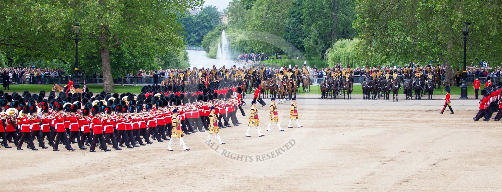 Trooping the Colour 2012: With the Massed Bands playing, the March Past begins..
Horse Guards Parade, Westminster,
London SW1,

United Kingdom,
on 16 June 2012 at 11:32, image #374