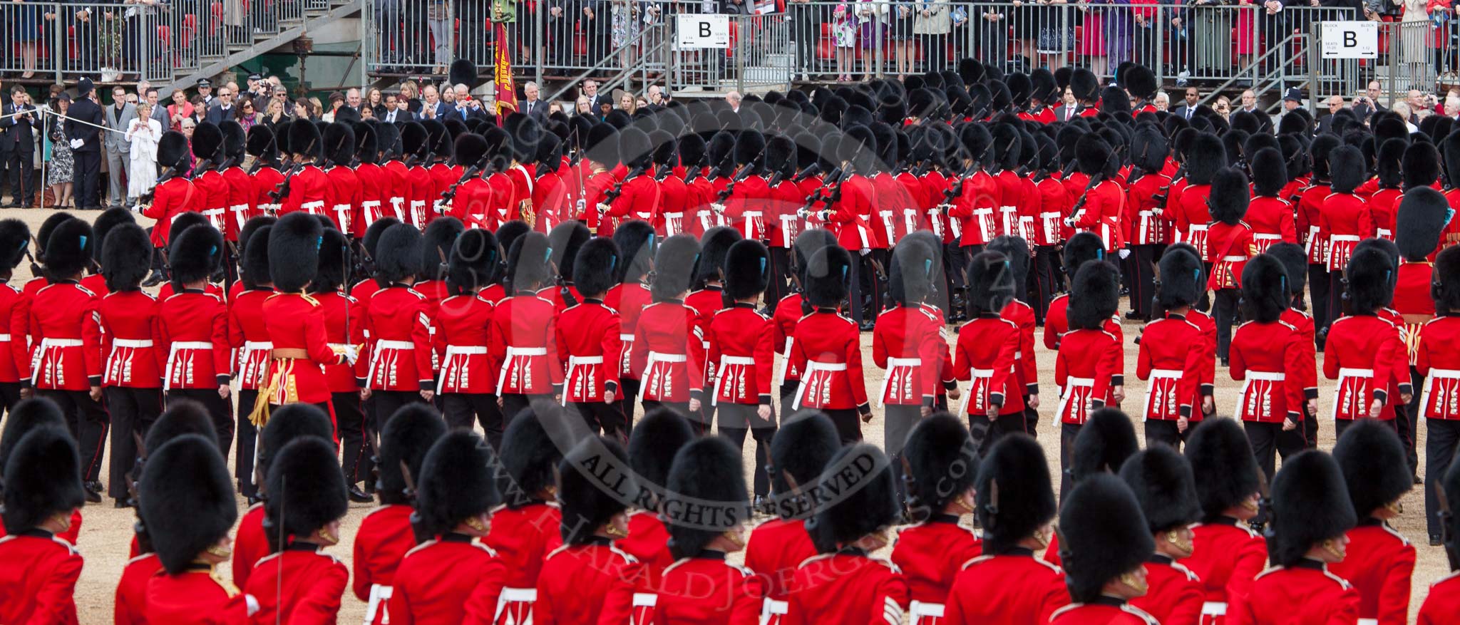 Trooping the Colour 2012: The March Past in Quick Time, the guards divisions turning left again in front of the Old Admirality Building..
Horse Guards Parade, Westminster,
London SW1,

United Kingdom,
on 16 June 2012 at 11:47, image #501
