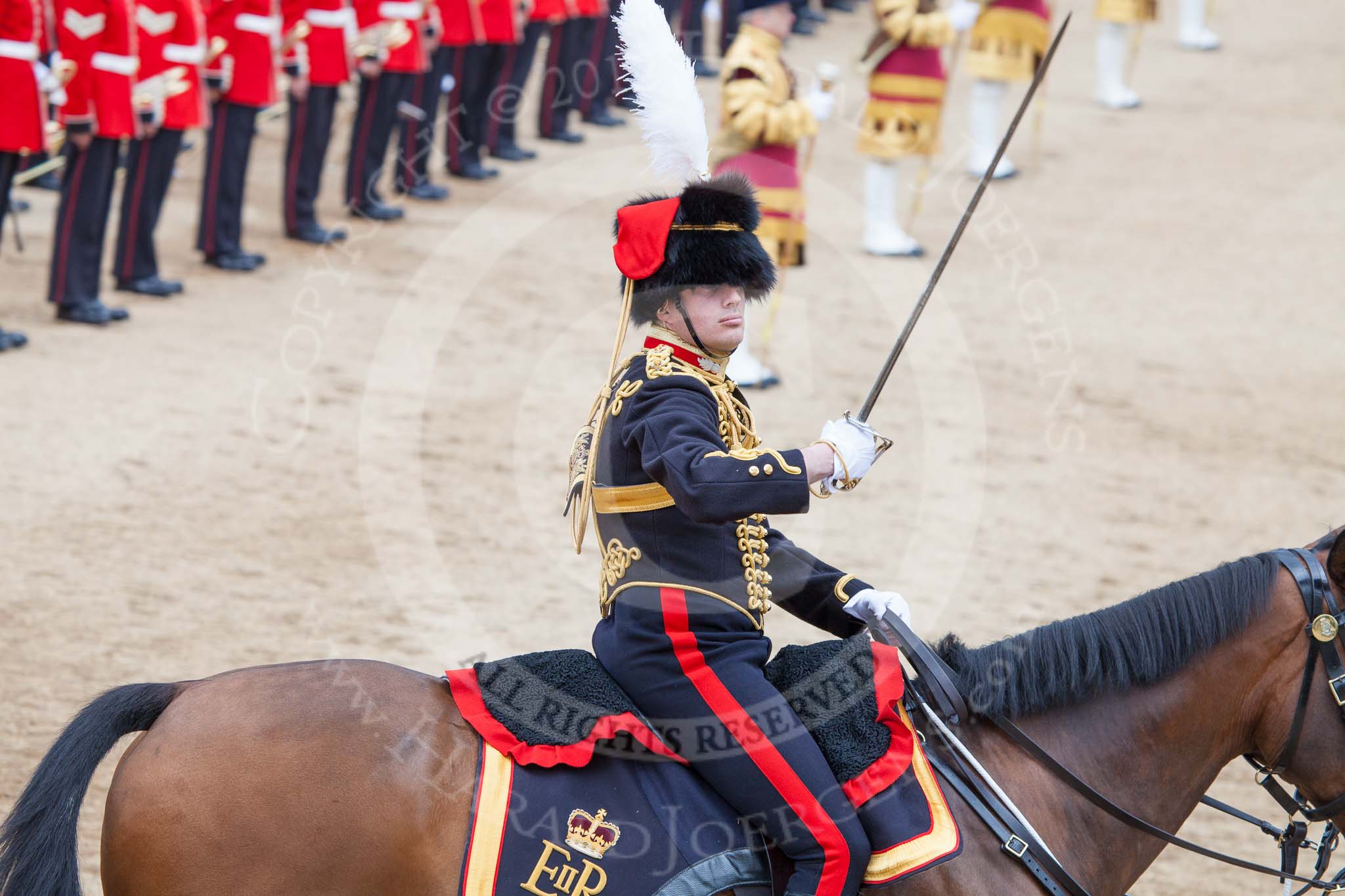 Trooping the Colour 2012: An officer of the Royal Horse Artillery during the Ride Past..
Horse Guards Parade, Westminster,
London SW1,

United Kingdom,
on 16 June 2012 at 11:55, image #555