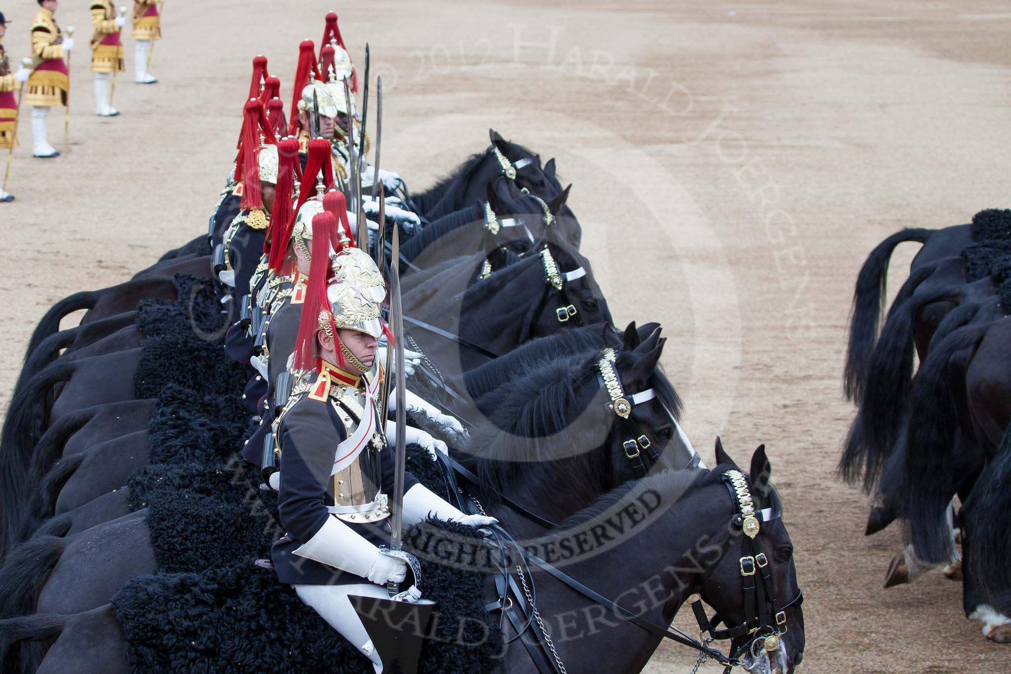 Trooping the Colour 2012: Troopers from The Blues and Royals during the Ride Past..
Horse Guards Parade, Westminster,
London SW1,

United Kingdom,
on 16 June 2012 at 11:56, image #561