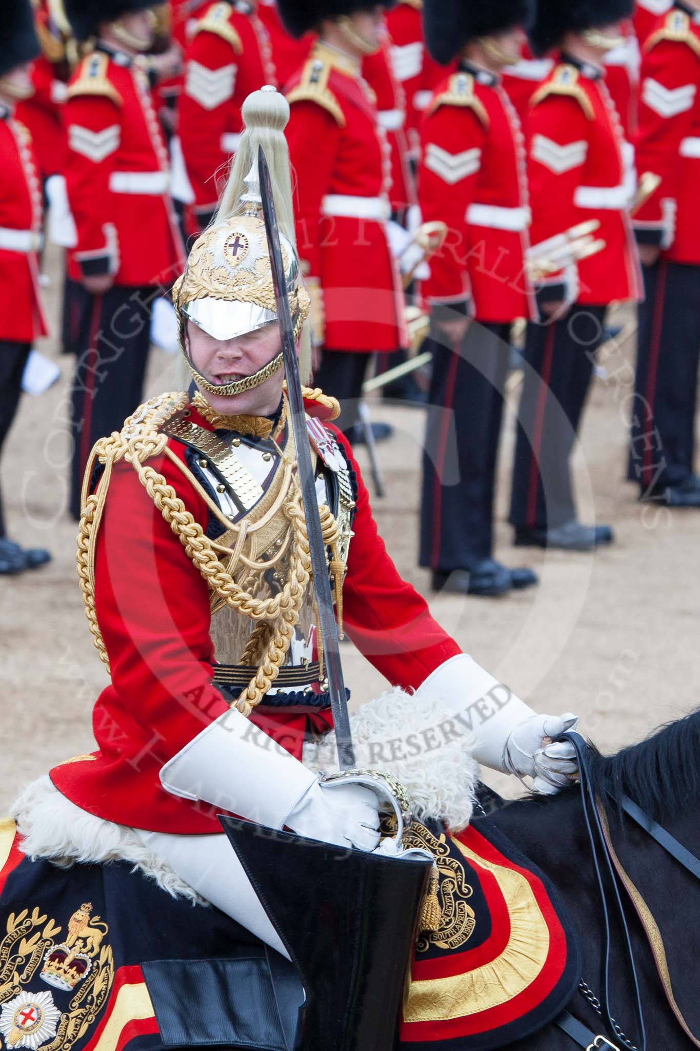 Trooping the Colour 2012: A Captain (Captain A A Wallis?) from The Life Guards at the Ride Past..
Horse Guards Parade, Westminster,
London SW1,

United Kingdom,
on 16 June 2012 at 11:56, image #565