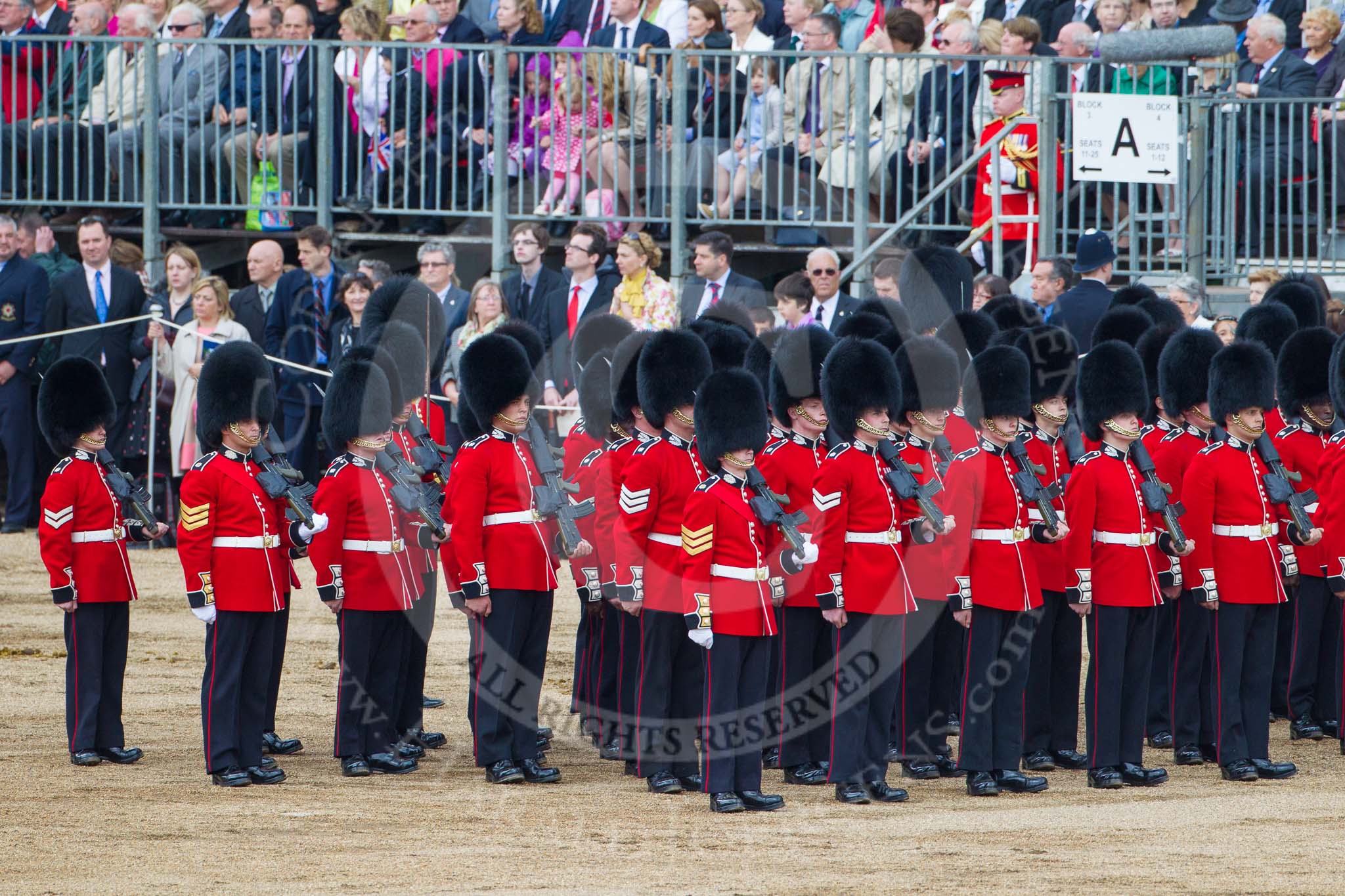 Trooping the Colour 2012: No. 6 Guard, F Company Scots Guards..
Horse Guards Parade, Westminster,
London SW1,

United Kingdom,
on 16 June 2012 at 12:05, image #621