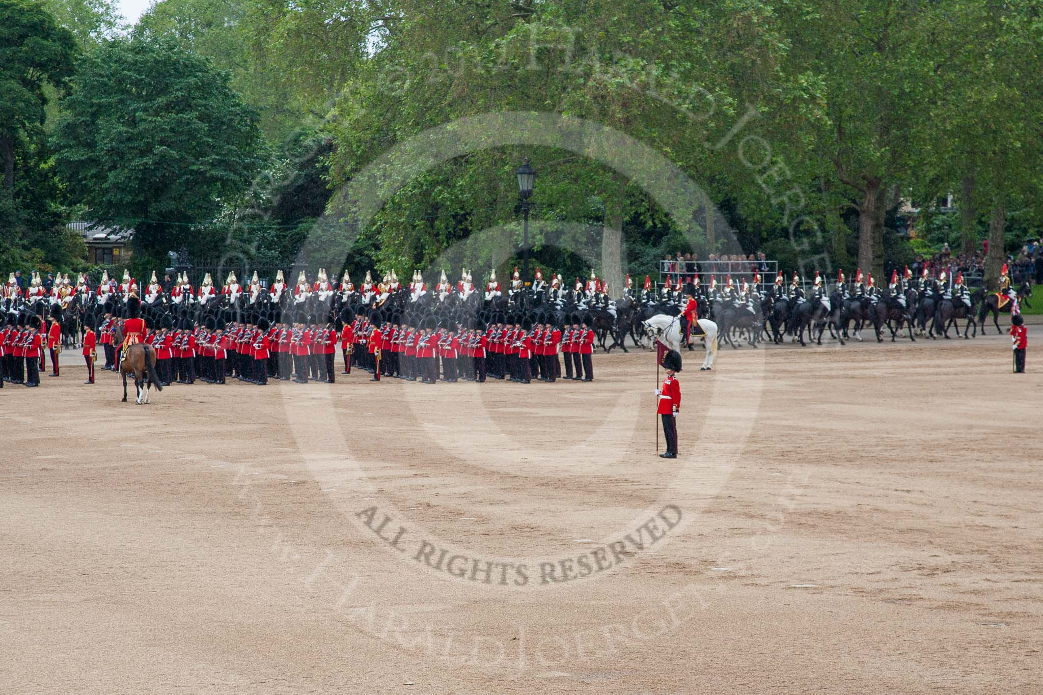 Trooping the Colour 2012: The Household Cavalry is starting to leave, here The Blues and Royals are riding towards the access road to The Mall..
Horse Guards Parade, Westminster,
London SW1,

United Kingdom,
on 16 June 2012 at 12:06, image #628