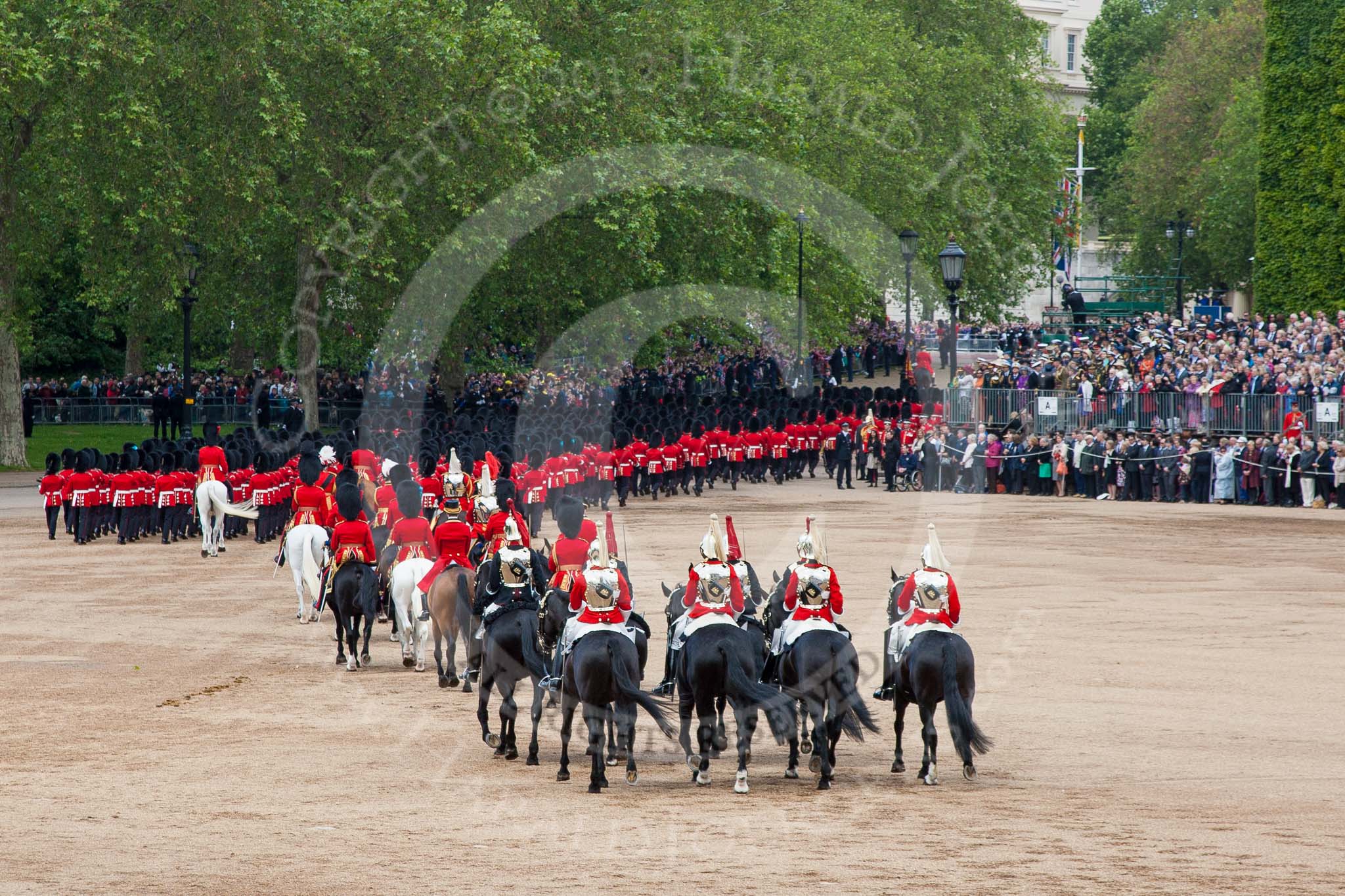 Trooping the Colour 2012: The March Off -  behind all the guardsmen a part of the Royal Procession..
Horse Guards Parade, Westminster,
London SW1,

United Kingdom,
on 16 June 2012 at 12:14, image #690