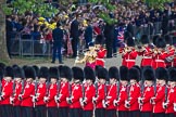 Trooping the Colour 2012: The Band of the Coldstream Guards arriving, with Drum Major Scott Fitzgerald, Coldstream Guards. They are here passing No. 5 Guard, 1st Battalion Irish Guards..
Horse Guards Parade, Westminster,
London SW1,

United Kingdom,
on 16 June 2012 at 10:29, image #66