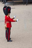 Trooping the Colour 2012: Subaltern and Ensign of the Coldstream Guards saluting the Adjutant of the Parade at Horse Guards Arch..
Horse Guards Parade, Westminster,
London SW1,

United Kingdom,
on 16 June 2012 at 10:34, image #80