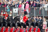 Trooping the Colour 2012: The Royal Party is lead by Brigade Major Household Division Lieutenant Colonel A P Speed, Scots Guards, followed by four Troopers of The Blues and Royals (Royal Horse Guards and 1st Dragoons)..
Horse Guards Parade, Westminster,
London SW1,

United Kingdom,
on 16 June 2012 at 10:56, image #139