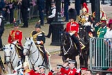 Trooping the Colour 2012: The Crown Equerry and Equerry in Waiting to Her Majesty, behind them Colonel Coldstream Guards, Lieutenant General J J C Bucknall..
Horse Guards Parade, Westminster,
London SW1,

United Kingdom,
on 16 June 2012 at 10:58, image #153
