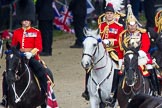 Trooping the Colour 2012: The Non-Royal Colonels, Colonel Coldstream Guards, Lieutenant General J J C Bucknall, and Colonel The Life Guards, General the Lord Guthrie of Craigiebank. Behind them Major General Commanding the Household Division
and General Officer Commanding London District Major General G P R Norton..
Horse Guards Parade, Westminster,
London SW1,

United Kingdom,
on 16 June 2012 at 10:58, image #158