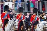 Trooping the Colour 2012: The Royal Colonels: HRH The Duke of Cambridge, Colonel Irish Guards, HRH The Prince of Wales, Colonel Welsh Guards, HRH The Duke of Kent, Colonel Scots Guards, and HRH The Princess Royal, Gold Stick in Waiting and Colonel The Blues and Royals (Royal Horse Guards and 1st Dragoons)..
Horse Guards Parade, Westminster,
London SW1,

United Kingdom,
on 16 June 2012 at 10:58, image #161