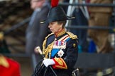 Trooping the Colour 2012: Her Royal Highness The Princess Royal, Gold Stick in Waiting and Colonel The Blues and Royals (Royal Horse Guards and 1st Dragoons)..
Horse Guards Parade, Westminster,
London SW1,

United Kingdom,
on 16 June 2012 at 10:59, image #172