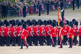 Trooping the Colour 2012: The Colour has been trooped along No. 6 Guard, F Company Scots Guards, on the right hand side of Horse Guards Parade, and the Ensign now turns to the left, to troop the Colour along No. 5 to No. 2 Guard..
Horse Guards Parade, Westminster,
London SW1,

United Kingdom,
on 16 June 2012 at 11:26, image #344