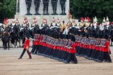 Trooping the Colour 2012: No. 6 Guard, F Company Scots Guards, lead by Major A R Guthrie, marching in front of the Guards Memorial during the March Past..
Horse Guards Parade, Westminster,
London SW1,

United Kingdom,
on 16 June 2012 at 11:33, image #388