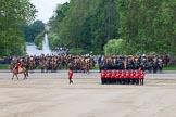 Trooping the Colour 2012: The guards divisions reorganise from the evenly spaced company formations back to the two very long lines of guardsmen. Here No. 1  Guard, the Escort to the Colour..
Horse Guards Parade, Westminster,
London SW1,

United Kingdom,
on 16 June 2012 at 11:50, image #513