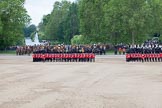 Trooping the Colour 2012: The guards divisions reorganise from the evenly spaced company formations back to the two very long lines of guardsmen. Here No. 1  Guard, the Escort to the Colour, and No. 2 Guard on the right..
Horse Guards Parade, Westminster,
London SW1,

United Kingdom,
on 16 June 2012 at 11:50, image #515