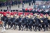 Trooping the Colour 2012: At the beginning of the Ride Past, when The King’s Troop Royal Horse Artillery moves onto the western side of Horse Guards Parade, the Mounted Bands of the Household Cavalry come from the eastern side onto the parade ground..
Horse Guards Parade, Westminster,
London SW1,

United Kingdom,
on 16 June 2012 at 11:53, image #530