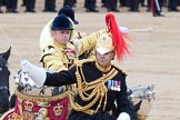 Trooping the Colour 2012: The Ride Past - the Director of Music, Captain J Griffiths, The Blues and Royals, and the kettle drummer from The Life Guards..
Horse Guards Parade, Westminster,
London SW1,

United Kingdom,
on 16 June 2012 at 11:54, image #539
