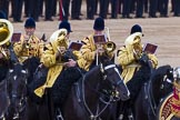 Trooping the Colour 2012: Musicians from the Mounted Bands of the Household Cavalry playing during the Ride Past..
Horse Guards Parade, Westminster,
London SW1,

United Kingdom,
on 16 June 2012 at 11:57, image #575