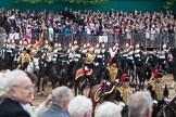 Trooping the Colour 2012: Following the Royal Horse Artillery are the Blues and Royals with the Trumpeter, Standard Bearer, and Standard Coverer during the Ride Past..
Horse Guards Parade, Westminster,
London SW1,

United Kingdom,
on 16 June 2012 at 11:59, image #585