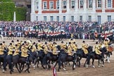 Trooping the Colour 2012: The Ride Past: The Household Cavalry Mounted Bands are joining in, following The Life Guards (riding to the left in the centre of this image)..
Horse Guards Parade, Westminster,
London SW1,

United Kingdom,
on 16 June 2012 at 12:01, image #601
