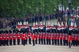 Trooping the Colour 2012: The Ride Past: The Life Guards riding behind No. 6 Guard, turning left to ride behind the long line of guardsmen formed by No. 1 to No. 5 Guard..
Horse Guards Parade, Westminster,
London SW1,

United Kingdom,
on 16 June 2012 at 12:01, image #604