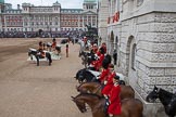 Trooping the Colour 2012: The Horse Guards side of the parade ground, with the March Off coming up. On the right the members of the Royal Procession, on the saluting base HM The Queen with HRH Prince Philip, and the Royal Colonels to their left and right..
Horse Guards Parade, Westminster,
London SW1,

United Kingdom,
on 16 June 2012 at 12:07, image #634