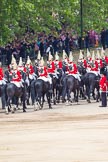 Trooping the Colour 2012: The March Off - The Live Guards are leaving via the access road to The Mall, under the watchful eye of the Garrison Sergeant Major, London District, W D G 'Billy' Mott, on the right..
Horse Guards Parade, Westminster,
London SW1,

United Kingdom,
on 16 June 2012 at 12:08, image #642