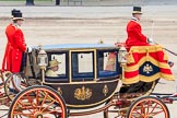 Trooping the Colour 2012: The Glass Coach carrying HM The Queen and HRH The Duke of Edinburgh at the end of the parade..
Horse Guards Parade, Westminster,
London SW1,

United Kingdom,
on 16 June 2012 at 12:11, image #667