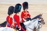 Trooping the Colour 2012: The Field Officer in Brigade Waiting, Lieutenant Colonel R C N Sergeant, Coldstream Guards, at the end of the parade, with HRH The Duke of Kent and HRH The Duke of Cambridge passing in front..
Horse Guards Parade, Westminster,
London SW1,

United Kingdom,
on 16 June 2012 at 12:11, image #671