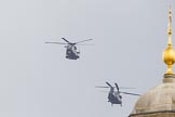 Trooping the Colour 2012: The flypast:  A Merlin- and Chinook helicopter about to fly over Horse Guards Building..
Horse Guards Parade, Westminster,
London SW1,

United Kingdom,
on 16 June 2012 at 12:59, image #716