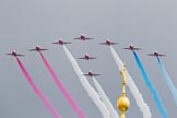 Trooping the Colour 2012: The Flypast: The Red Arrows about to fly over Horse Guards Building..
Horse Guards Parade, Westminster,
London SW1,

United Kingdom,
on 16 June 2012 at 13:02, image #736