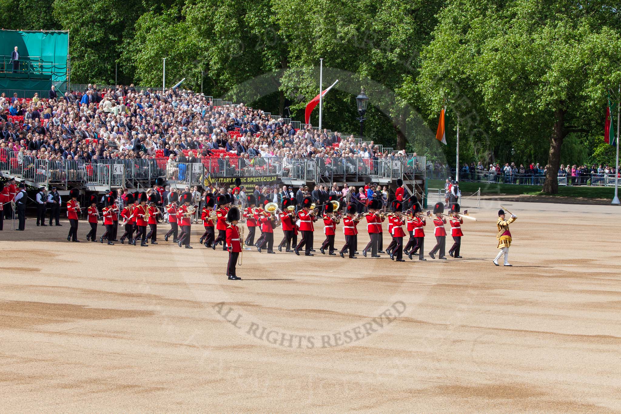 The Colonel's Review 2013: Senior Drum Major Matthew Betts, Grenadier Guards, leading the Band of the Coldstream Guards..
Horse Guards Parade, Westminster,
London SW1,

United Kingdom,
on 08 June 2013 at 10:15, image #54