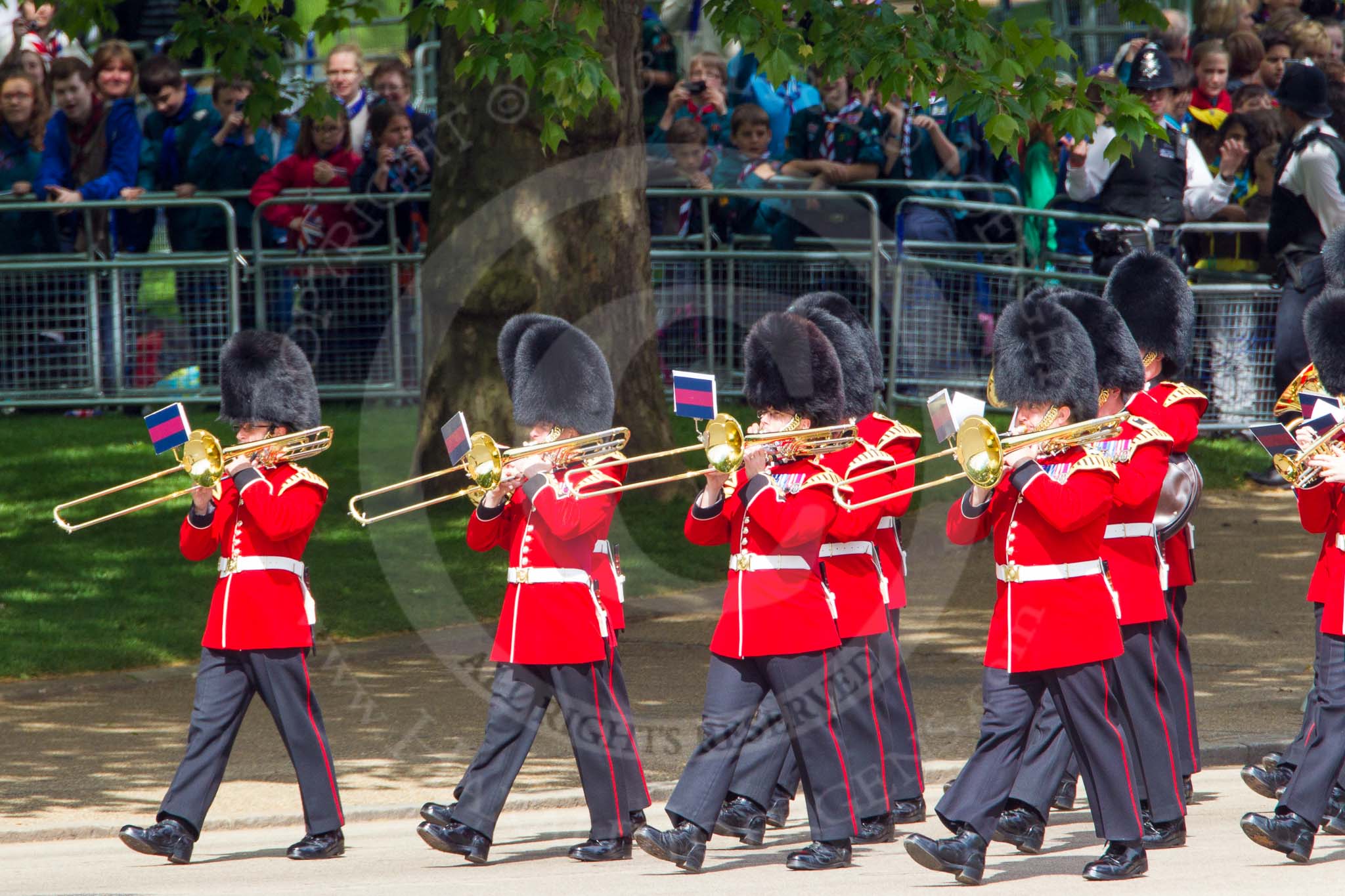 The Colonel's Review 2013: Musicians of the Band of the Irish Guards..
Horse Guards Parade, Westminster,
London SW1,

United Kingdom,
on 08 June 2013 at 10:15, image #59