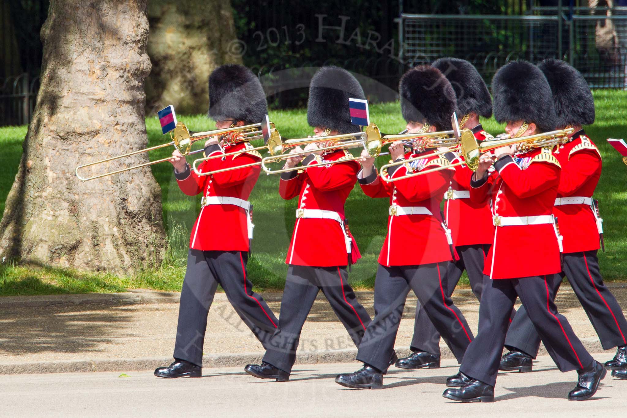 The Colonel's Review 2013: Musicians of the Band of the Irish Guards..
Horse Guards Parade, Westminster,
London SW1,

United Kingdom,
on 08 June 2013 at 10:16, image #60