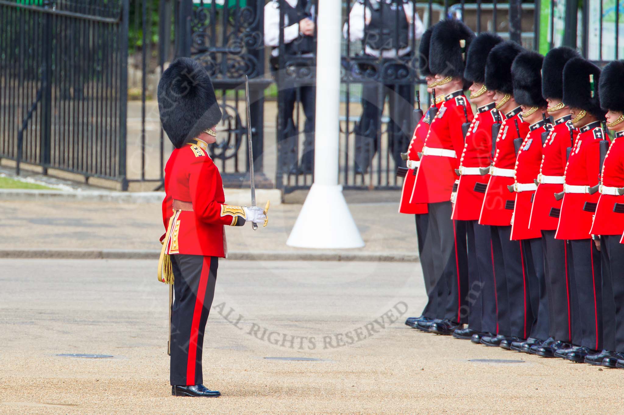 The Colonel's Review 2013: Lieutenant ???, No. 3 Guard, 1st Battalion Welsh Guards..
Horse Guards Parade, Westminster,
London SW1,

United Kingdom,
on 08 June 2013 at 10:30, image #116