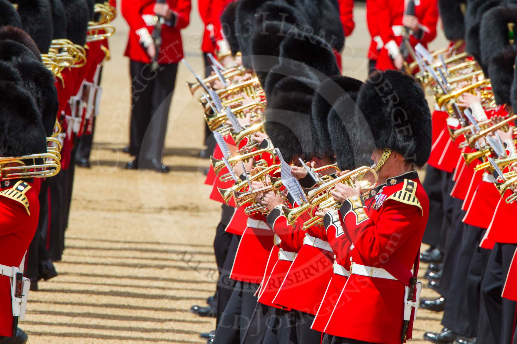 The Colonel's Review 2013: Tthe Massed Bands as they are playing the Grenadiers Slow March..
Horse Guards Parade, Westminster,
London SW1,

United Kingdom,
on 08 June 2013 at 11:23, image #558