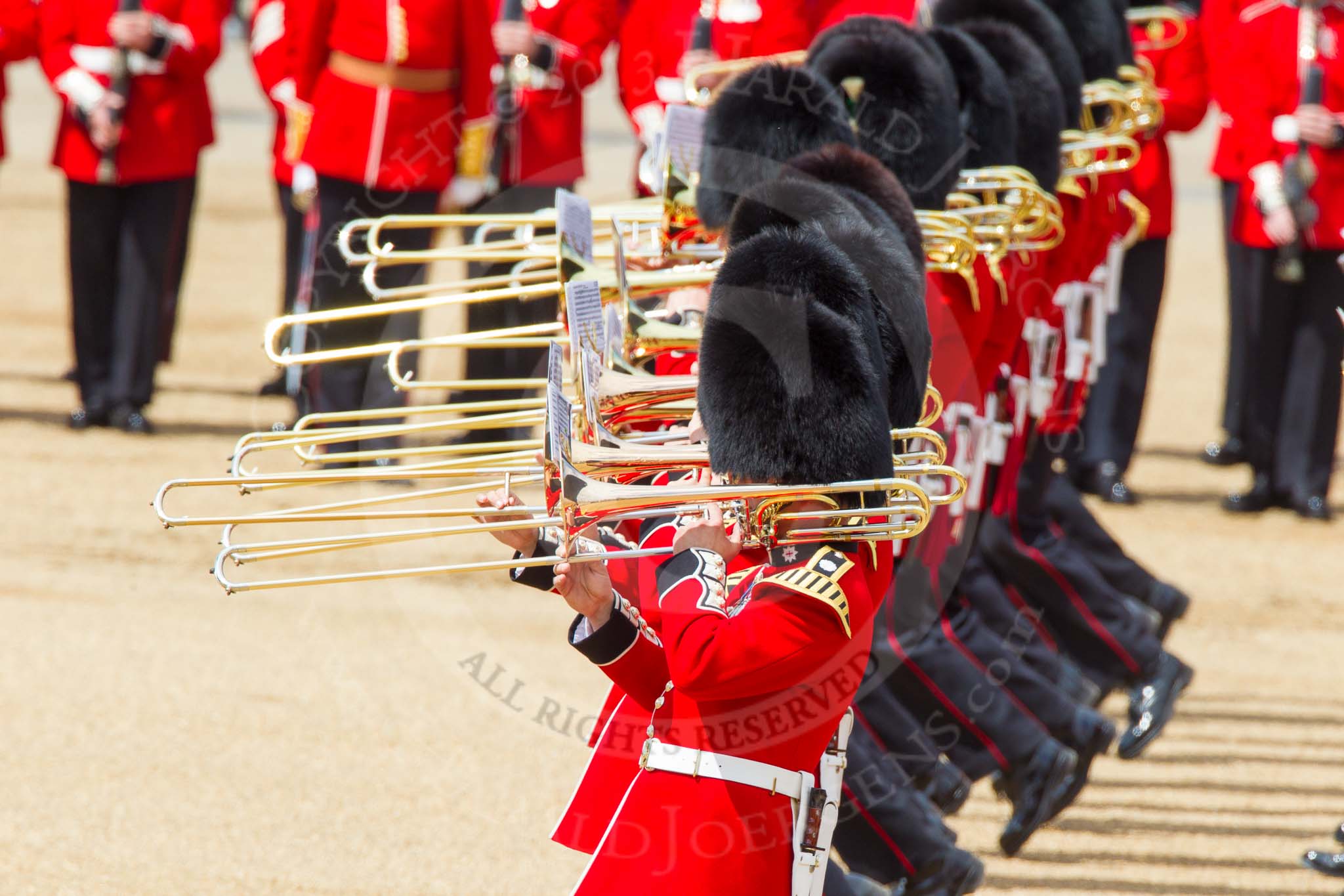 The Colonel's Review 2013: Tthe Massed Bands as they are playing the Grenadiers Slow March..
Horse Guards Parade, Westminster,
London SW1,

United Kingdom,
on 08 June 2013 at 11:23, image #559